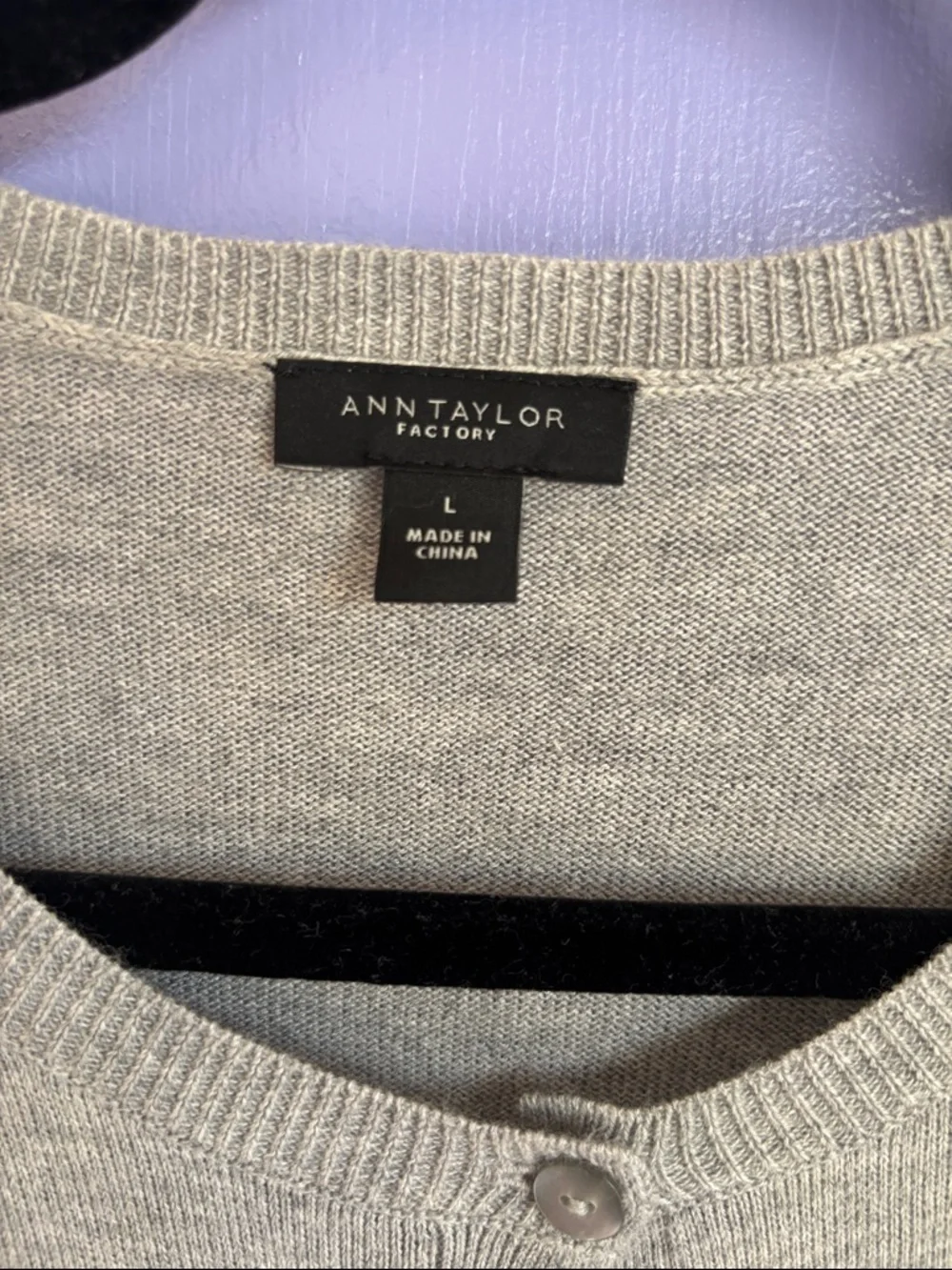 Ann Taylor Heather Light Gray Crewneck Button Cardigan Sweater Long Sleeve - Picture 2 of 8